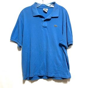 Men's Lacoste Logo Short Sleeve Blue Polo Collared Shirt Size 7